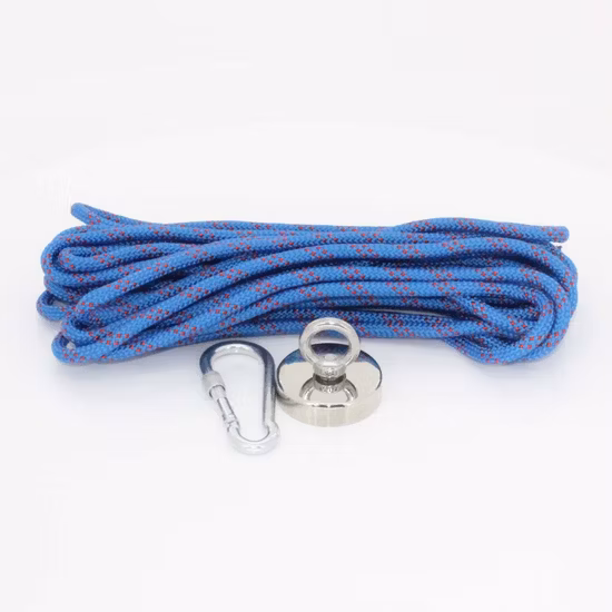 Neodymium Magnetic Pot Magnet 200 Lbs 300 Lbs Fishing Magnet D60mm Hook Magnet with Eyebolt