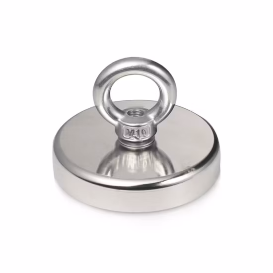 Neodymium Magnetic Pot Magnet 200 Lbs 300 Lbs Fishing Magnet D60mm Hook Magnet with Eyebolt