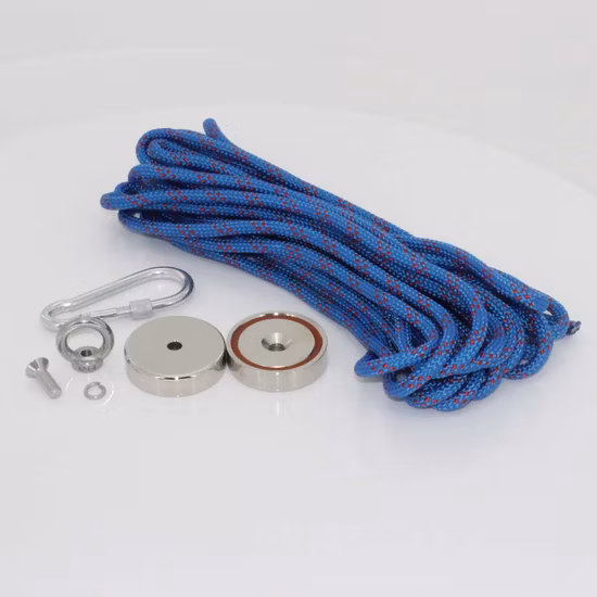 Aimant de pot magnétique en néodyme 200 Lbs 300 Lbs Aimant de pêche D60mm Crochet aimant avec boulon à œil
