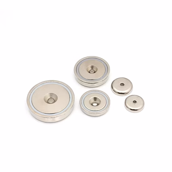 Aimant de pot de taille adaptée aux besoins du client de revêtement de nickel de néodyme avec le trou de fil de M5